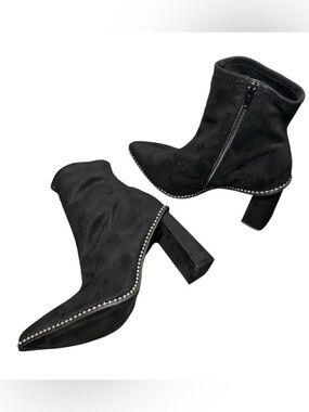 Bar III Black Heeled Boots with Studded Trim Sz-8.5